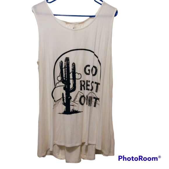 NWOT Wrangler Cactus Western Style Tank Top Extra Large "Go Rest On It" - Picture 1 of 6